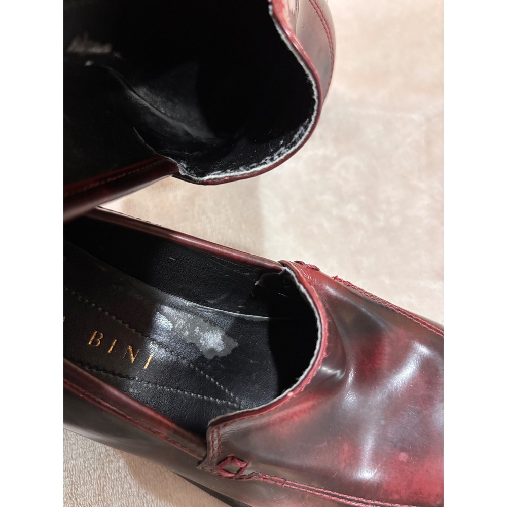Gianni Bini Burgundy Oxblood Heeled Loafers Chunky Block Heel 90s Y2K Grunge 7B - Picture 11 of 12